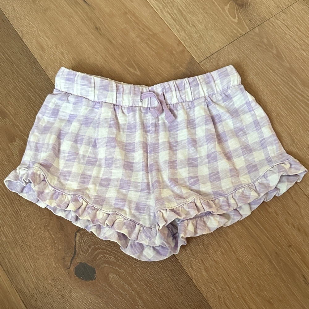 Crewcuts Lavender Checkered Ruffle Shorts